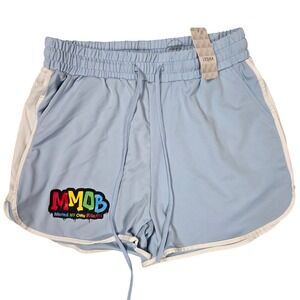 LYDAA MMOB Minding My Own Business Dolphin Shorts Womens Large Blue NEW